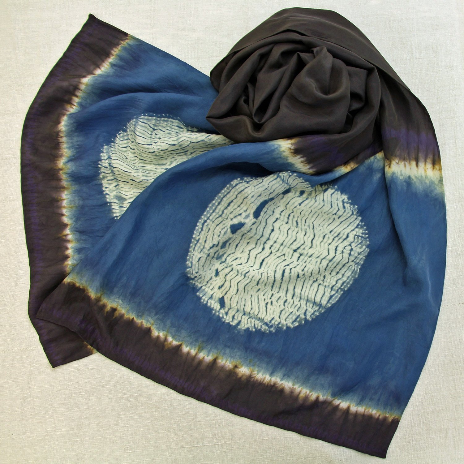 Full Moon Shibori - Botanical Dyed Silk Scarf